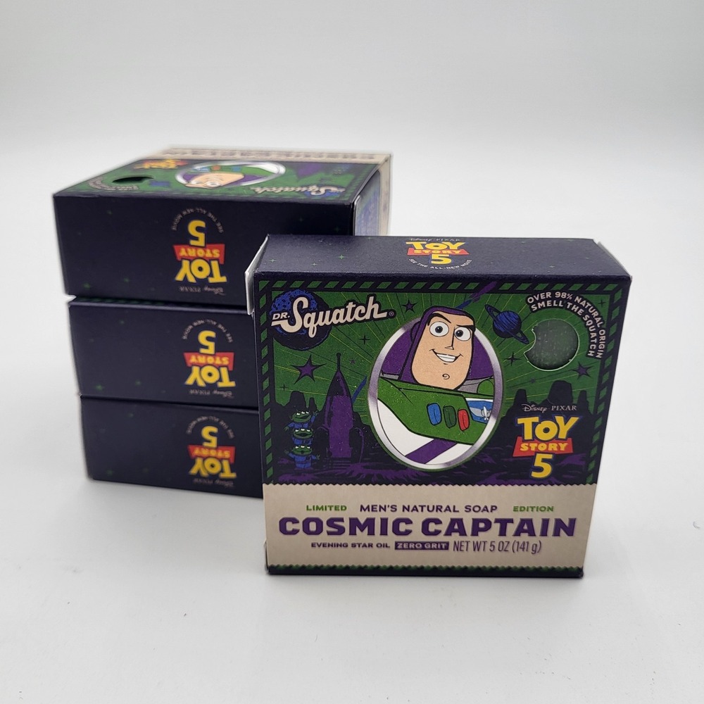 (4) Dr. Squatch Cosmic Captain Men's Natural Soap Zero Grit 5oz Toy Story‎ Buzz